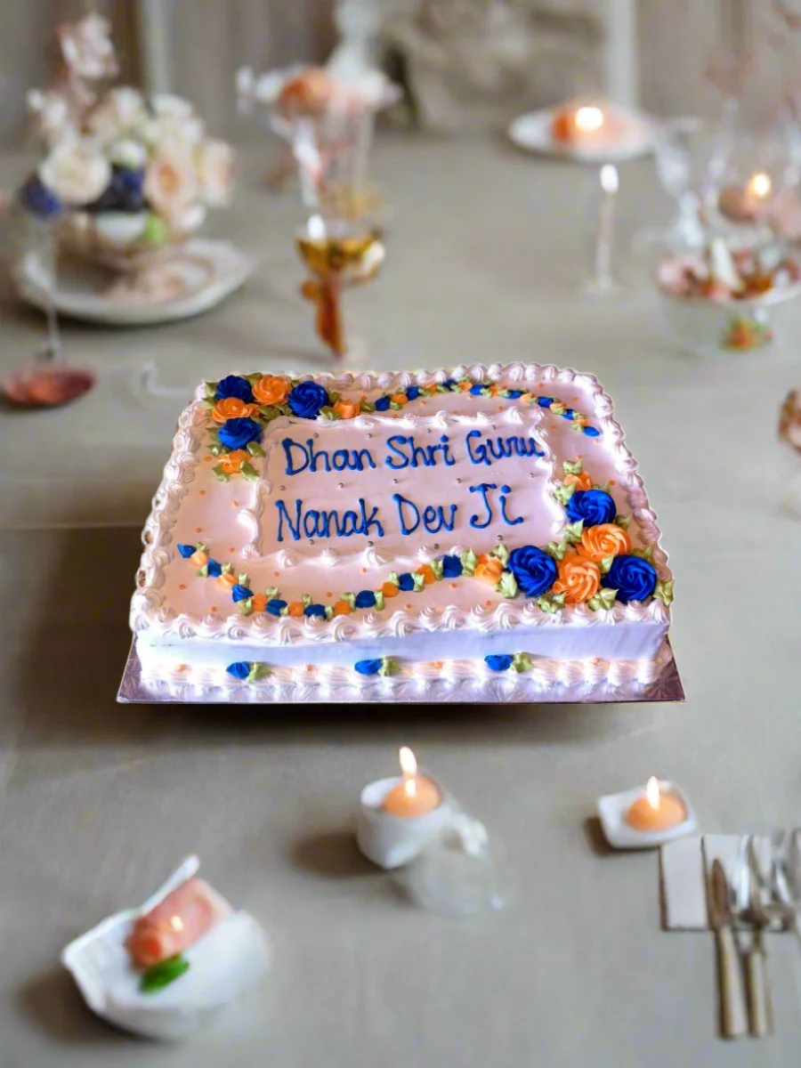 Blue Orange Flower Cake - Image 3