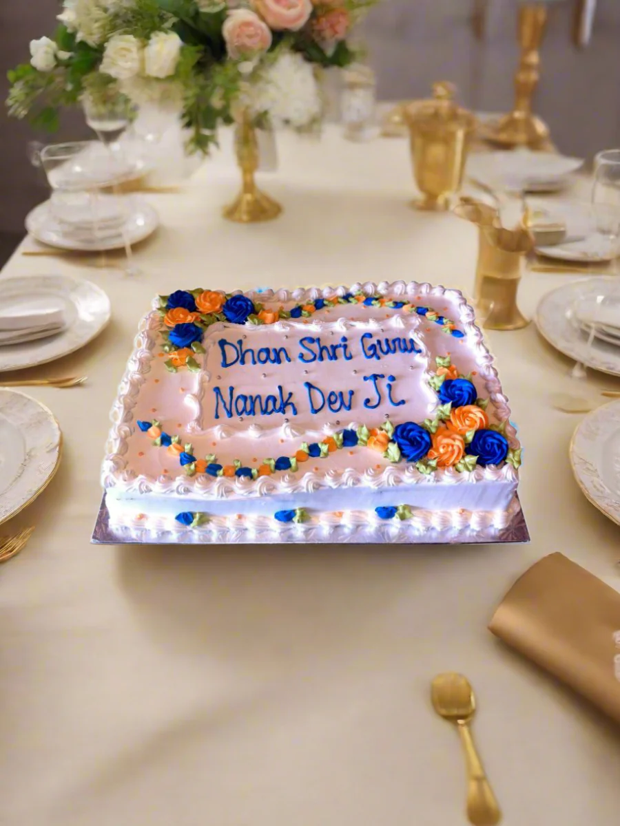 Blue Orange Flower Cake - Image 4