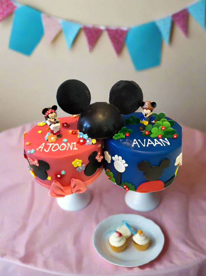 Mickey & Minnie Twins Birthday Cake - Image 6