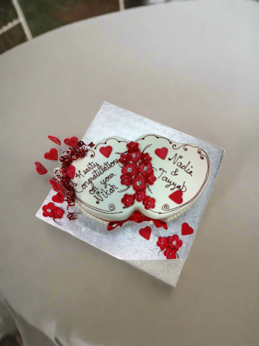 Nadia & Tayyab Double Heart Cake - Image 4