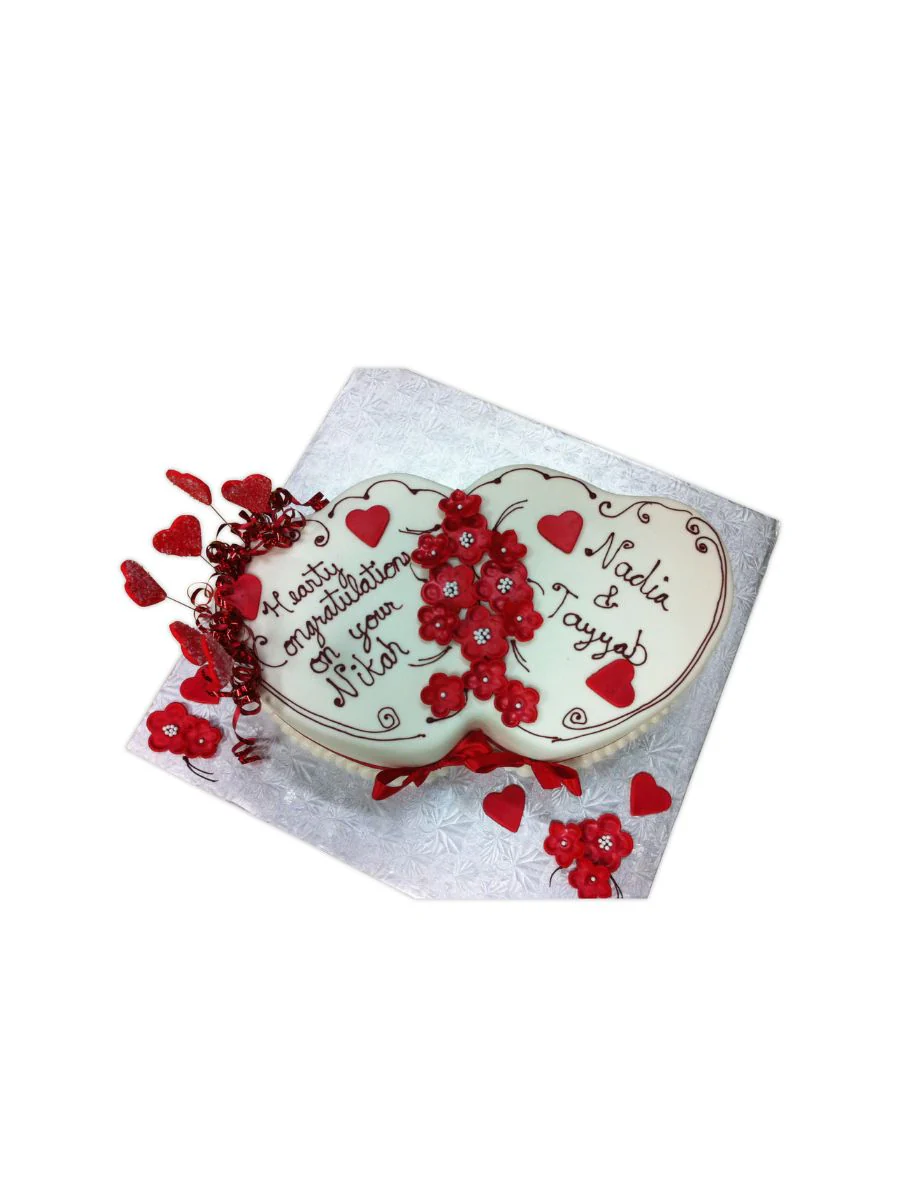 Nadia & Tayyab Double Heart Cake - Image 5