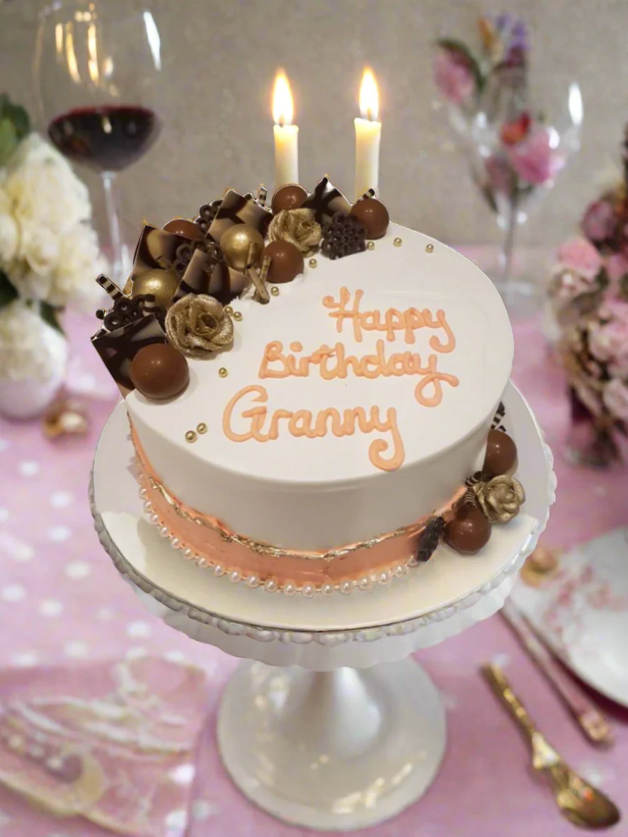 Peach Choco Flower Cake - Image 3