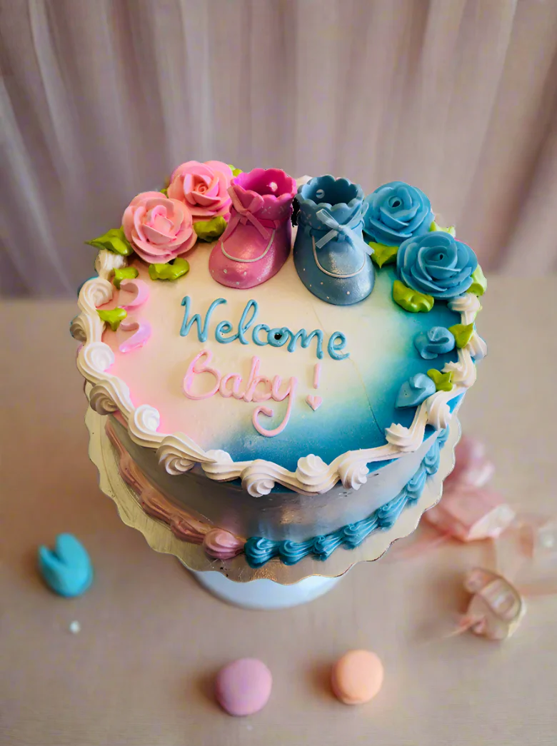 Pink And Blue Booty Baby Shower Cake - Image 3