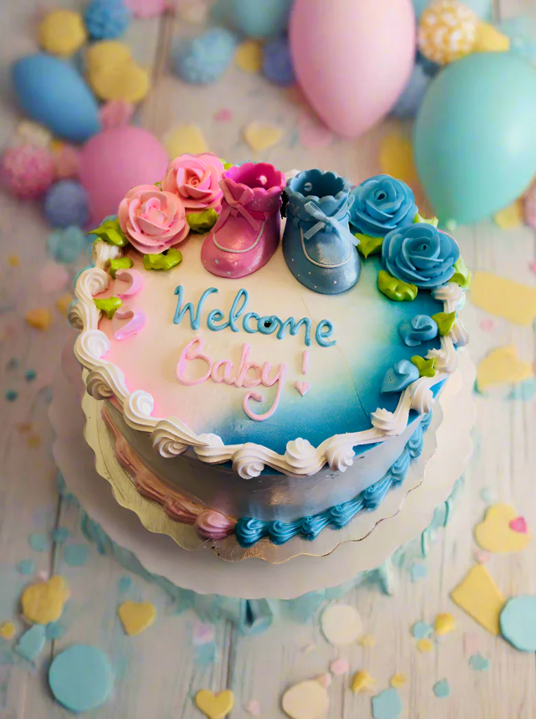 Pink And Blue Booty Baby Shower Cake - Image 4