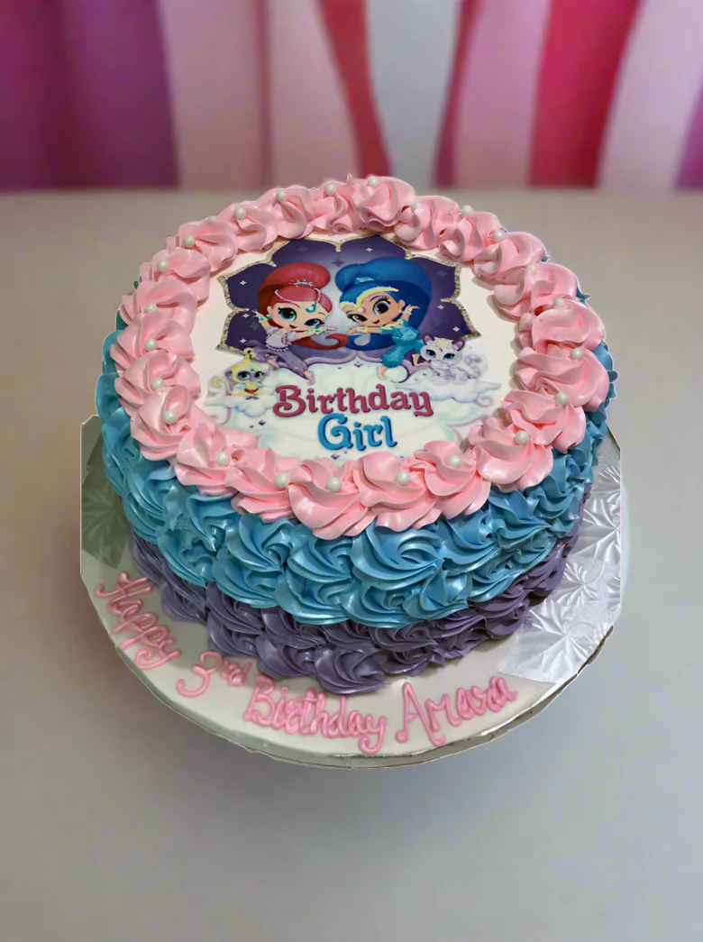 Shimmer & Shine Rosette Photo Cake - Image 4