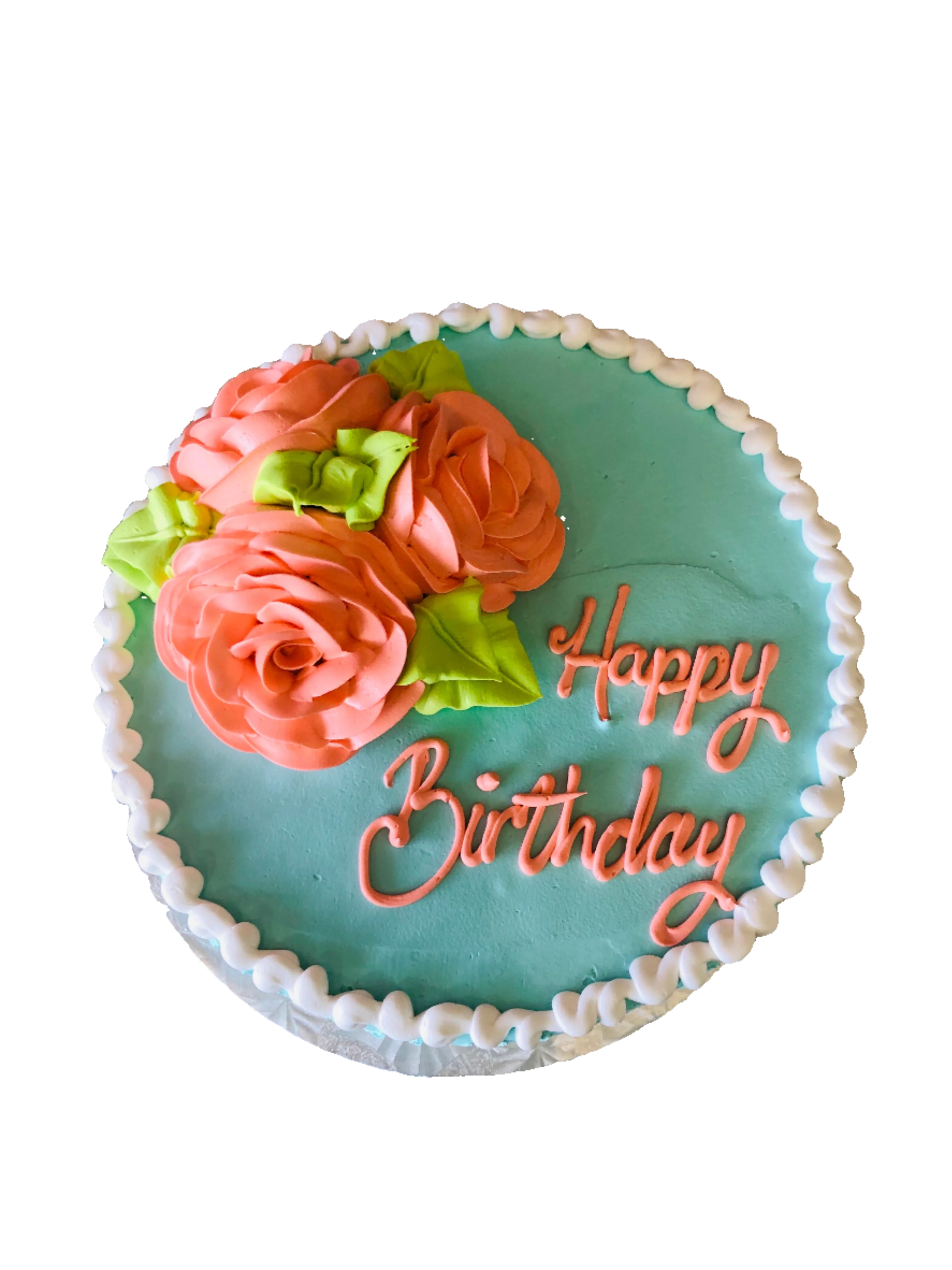 Teal & Peach Flower Cake - Image 5