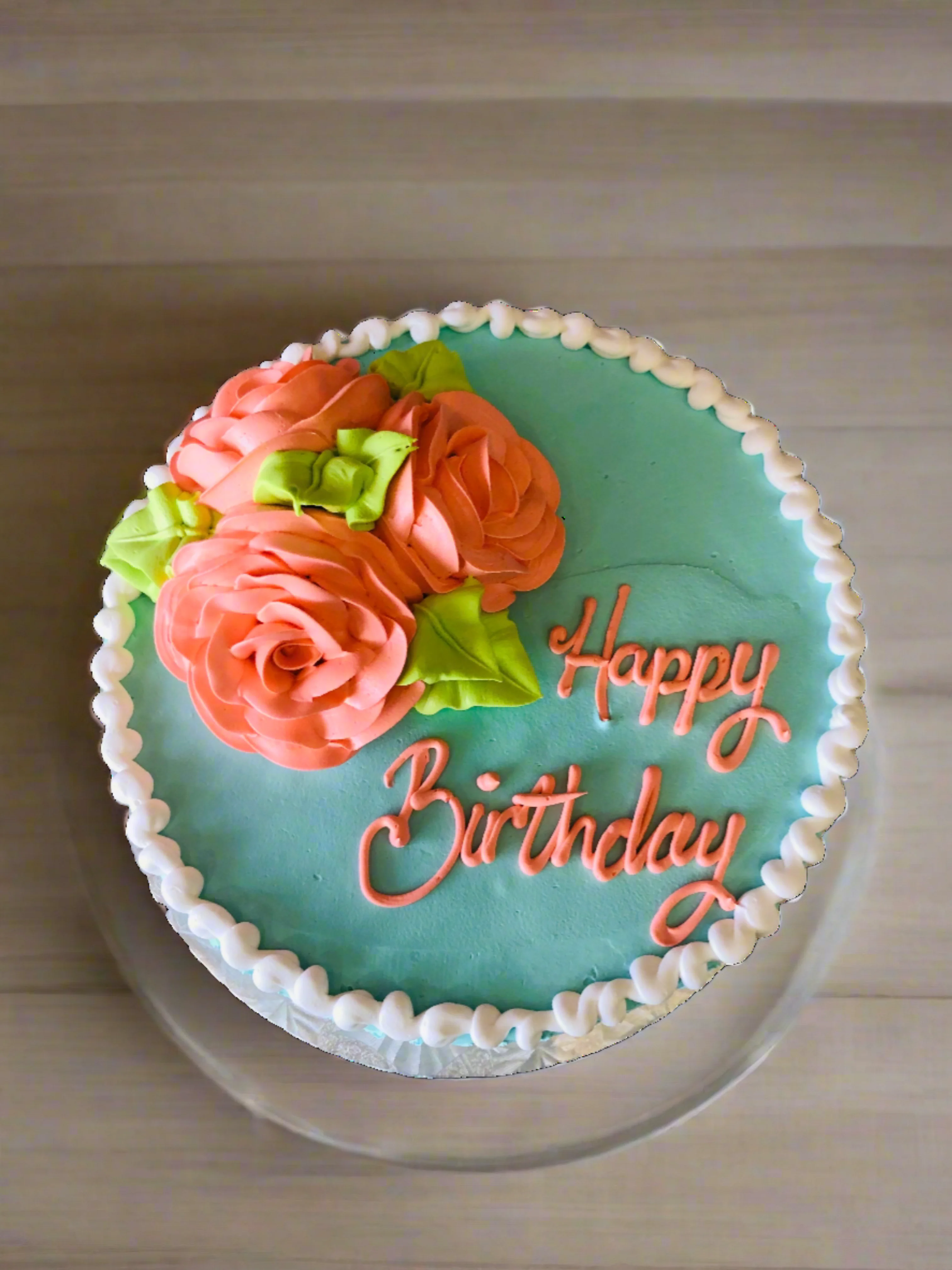 Teal & Peach Flower Cake - Image 8