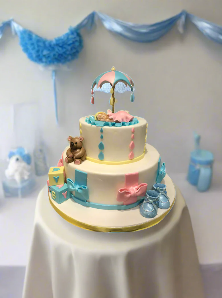 Umbrella Baby Shower Cake - Image 4